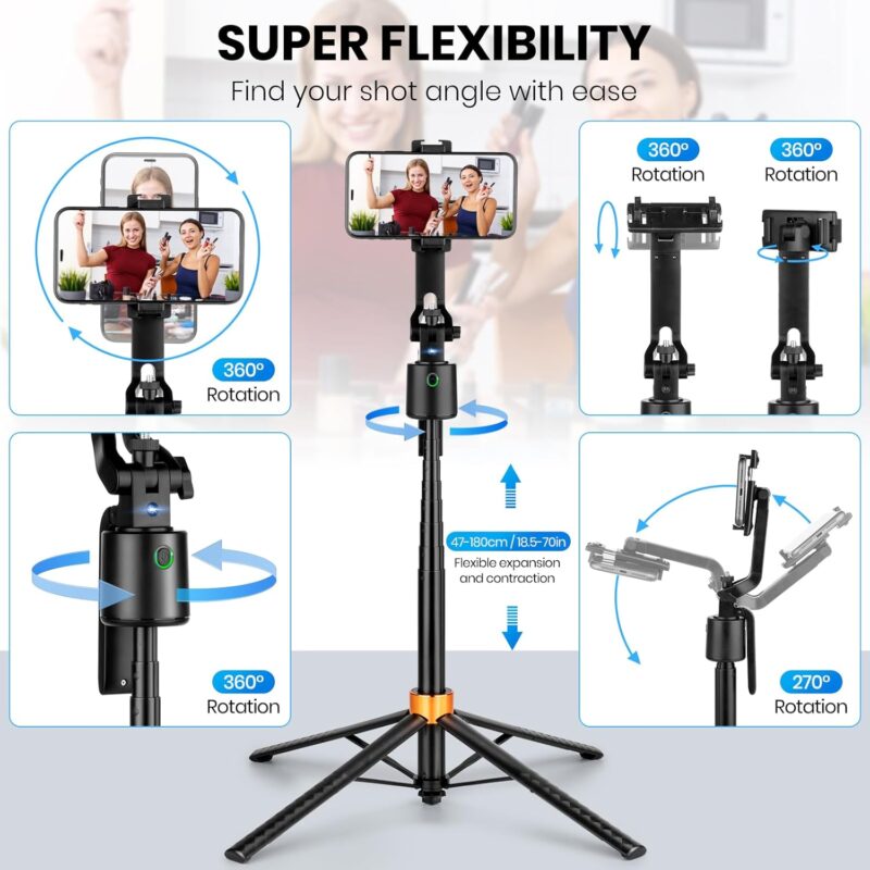 Q13 Selfie Stick Tripod Face Tracking Stabilizer With Buil-in Camera