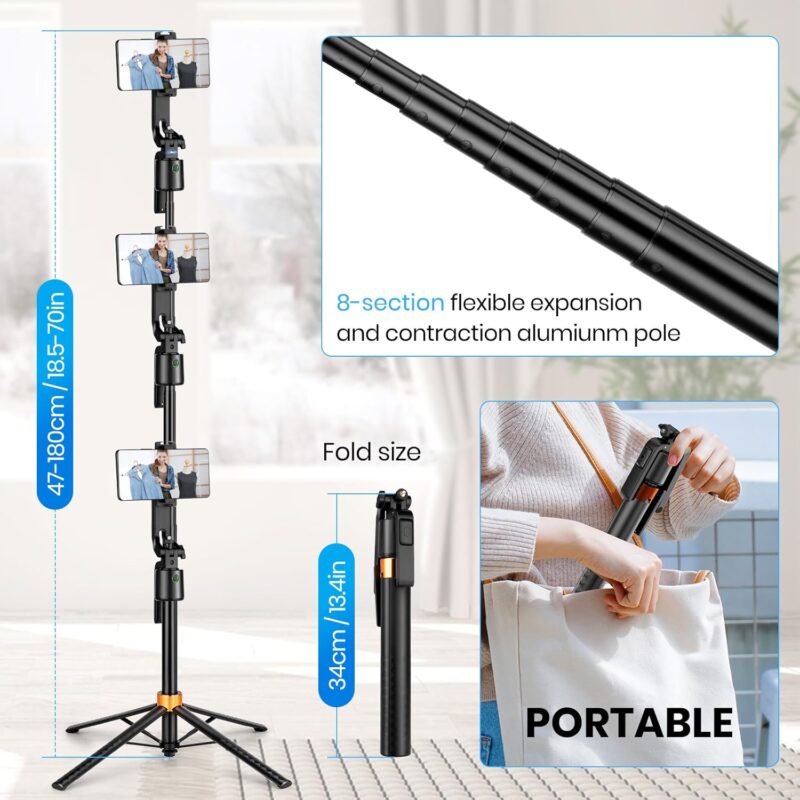 Q13 Selfie Stick Tripod Face Tracking Stabilizer With Buil-in Camera