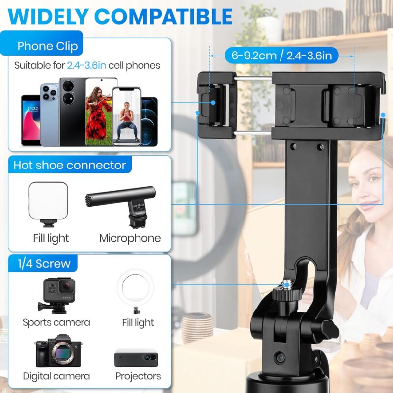 Q13 Selfie Stick Tripod Face Tracking Stabilizer With Buil-in Camera