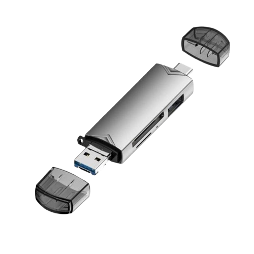 Adapter_Card_Reader_6_in_1-removebg-preview 6-in-1 Dual-Port Multifunction Card Reader Adapter - Type-C & USB
