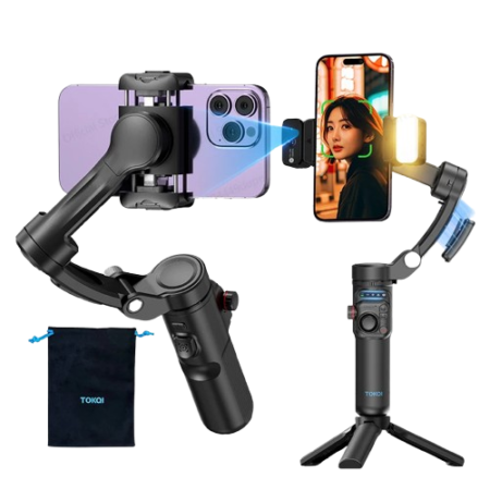 tokqi TOKQI Premium M02 3-Axis Gimbal Stabilizer Tripod with Smart Face Tracking