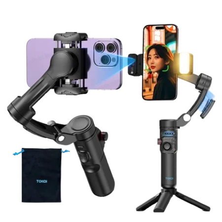 TOKQI Premium M02 3-Axis Gimbal Stabilizer Tripod with Smart Face Tracking