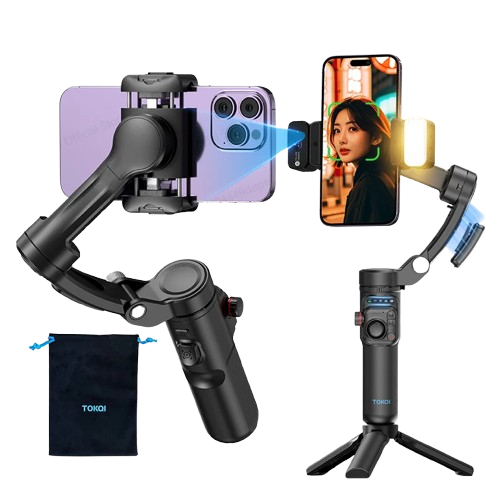 TOKQI Premium M02 3-Axis Gimbal Stabilizer Tripod with Smart Face Tracking
