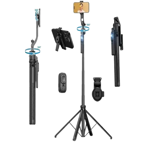 Plokama Auto A7 Pro AI Face Tracking 360° Rotate Tripod With LED Fill Light