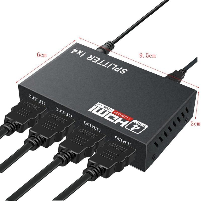 4way 2 HDMI Splitter 1x4 - 1080P Full HD 4-Port HDMI Adapter with 3D Support