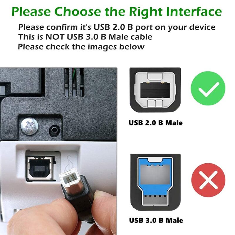 10Ft USB Printer Cable USB 2.0