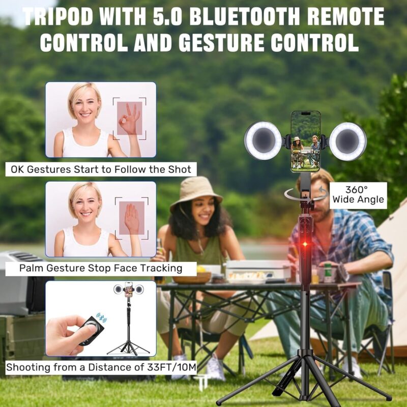 BKN ES-B181K 1.8Meter Tripod Stand Long Stick AI Auto Follow-Up Face Tracking