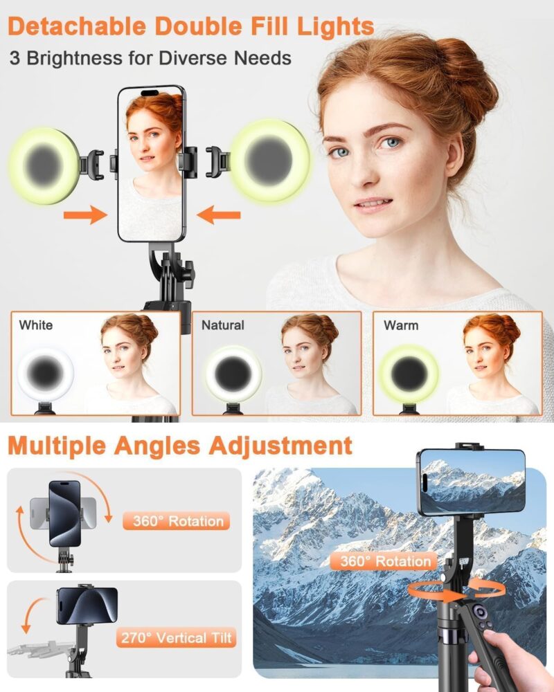 BKN ES-B181K 1.8Meter Tripod Stand Long Stick AI Auto Follow-Up Face Tracking