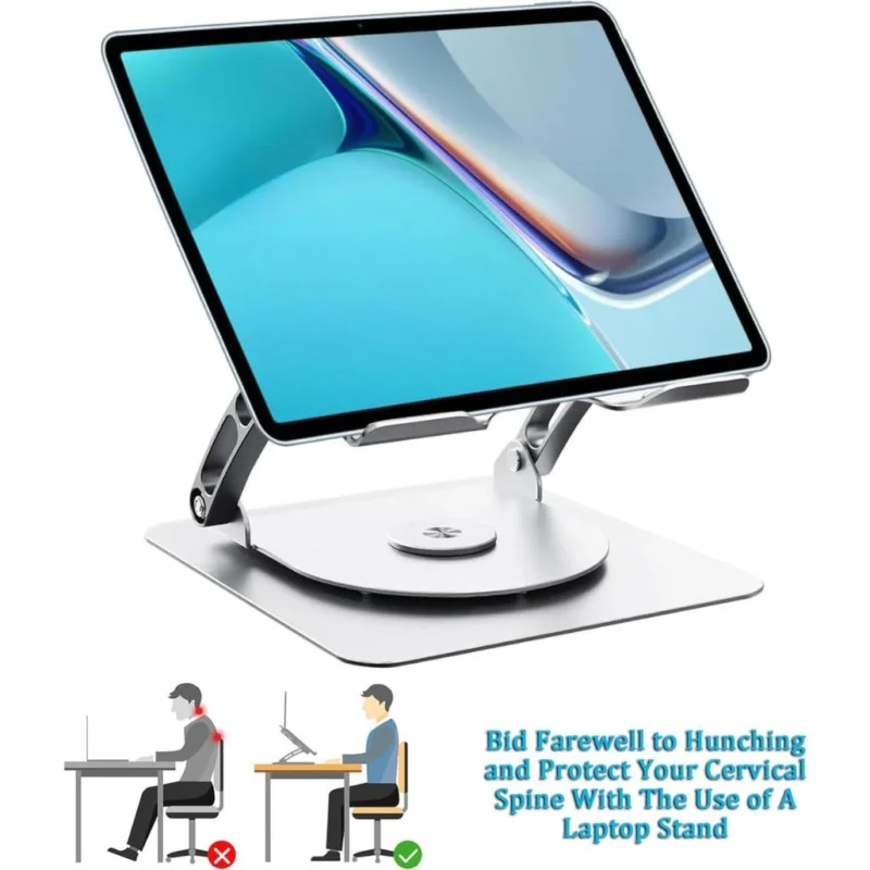 Laptop Stand V4.1 with dual cooling Fan 4 Ergonomic 360° Rotating Laptop Stand Aluminum Alloy with Dual Fan Cooling