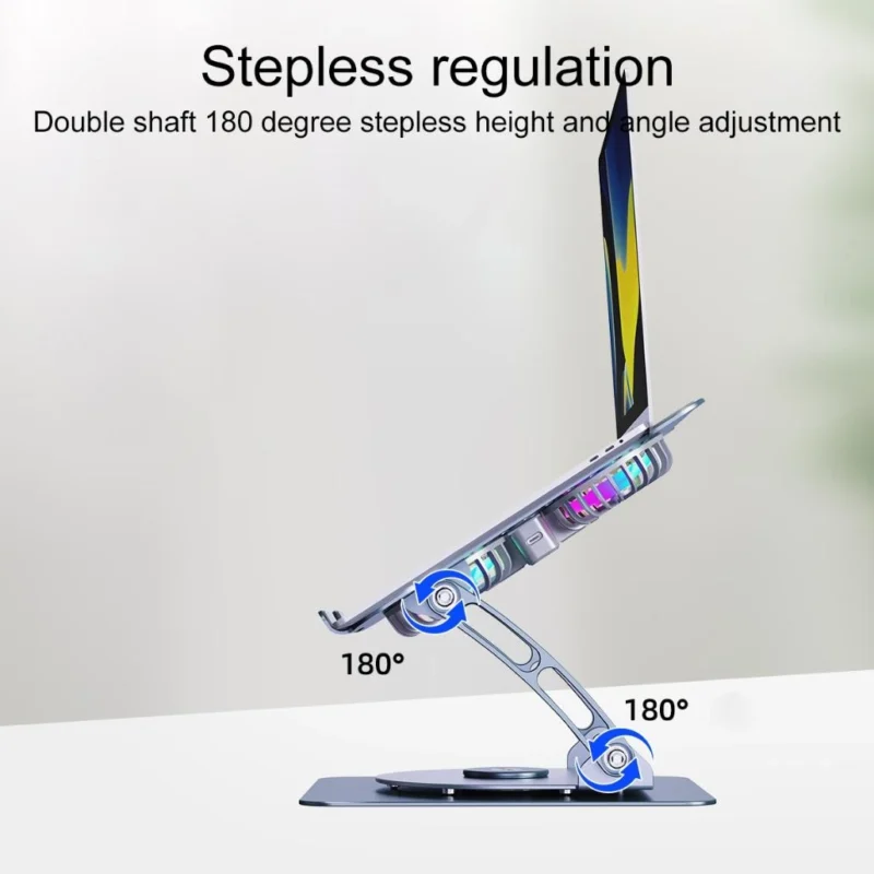 Laptop Stand V4.1 with dual cooling Fan 6 Ergonomic 360° Rotating Laptop Stand Aluminum Alloy with Dual Fan Cooling