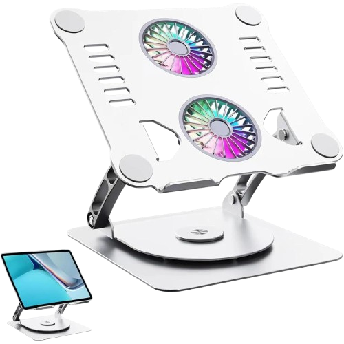Laptop_Stand_V4.1_with_dual_cooling_Fan-removebg-preview Ergonomic 360° Rotating Laptop Stand Aluminum Alloy with Dual Fan Cooling